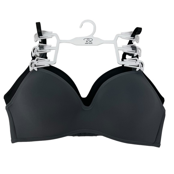 Rene ROFE Women’s Bras Sz 36C Lot/2 Gray & Black Wire-free Lightly Padded - Picture 2 of 9